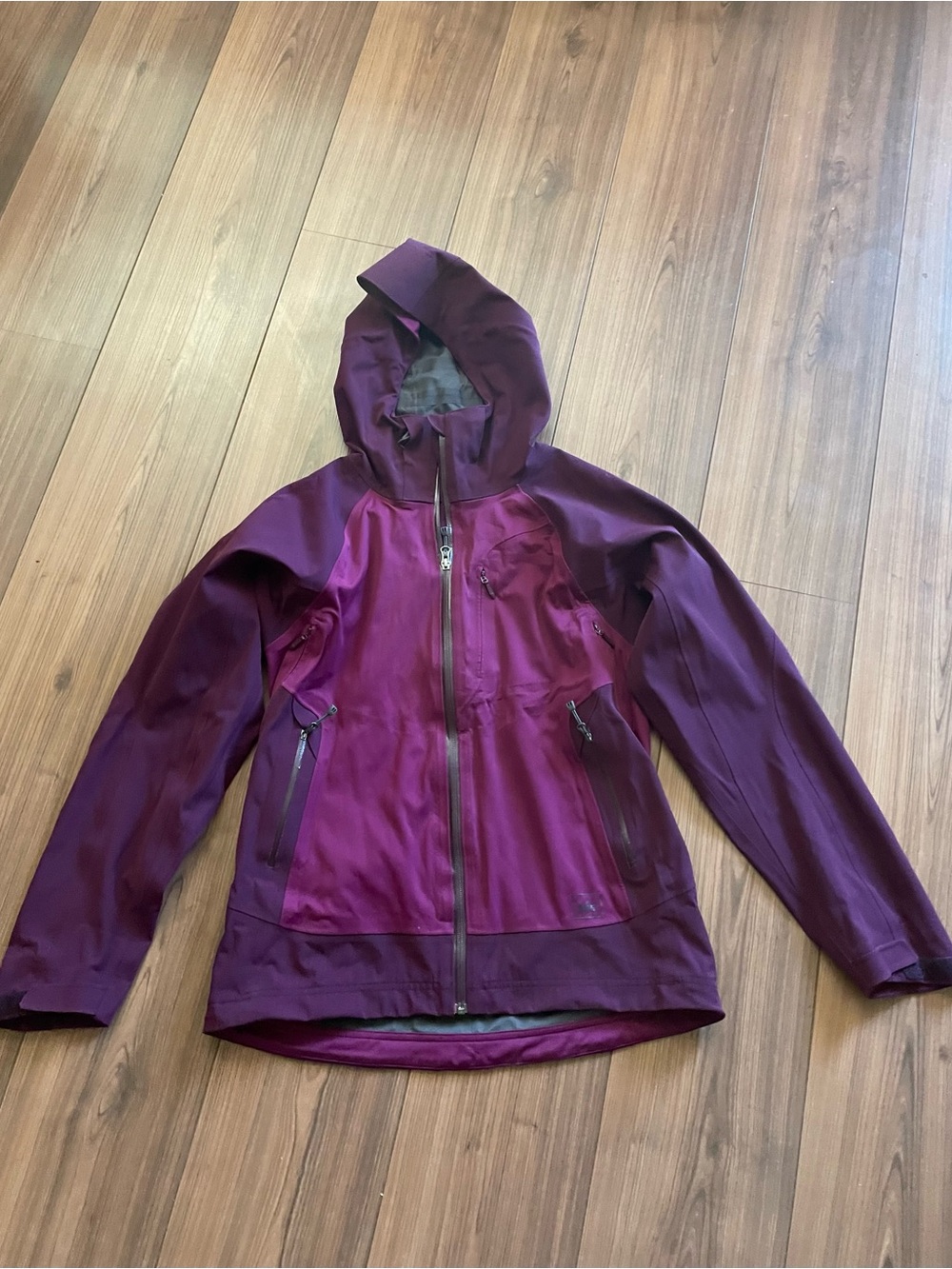 REI Two-Tone Plum Hooded Jacket - Water Resistant Outdoor Shell, Women’s M - Picture 3 of 10